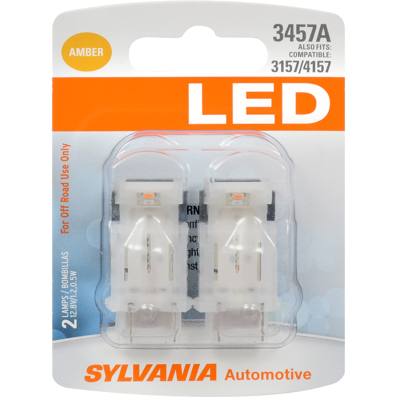 SYLVANIA 3457 LED Amber Bulbs - 2 Pack for Park & Turn Lights