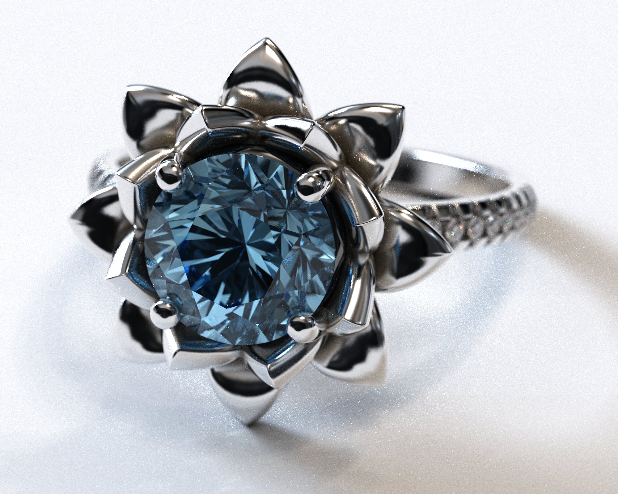 Exquisite Floral Blue Topaz Engagement Ring with Leaf Accents - Perfect for Proposals, Anniversaries & Romantic Occasions