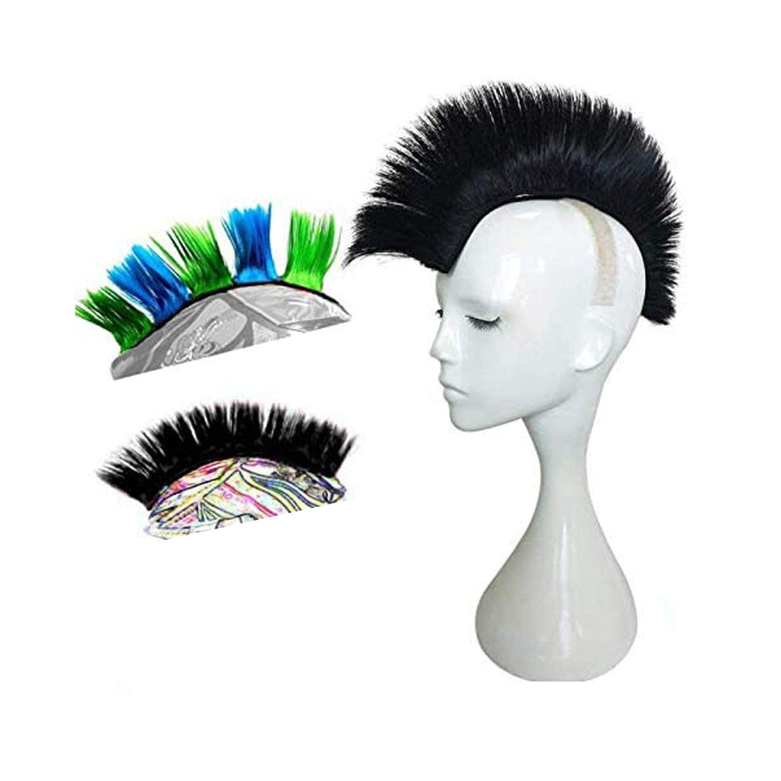 Helmet Hawks Motorcycle Helmet Mohawk Synthetic Wig - Reusable Design for Bicycle, ATV & Motorcycle Helmets (Helmet Not Included) - Perfect for Costume Parties, Bike Rallies & Halloween