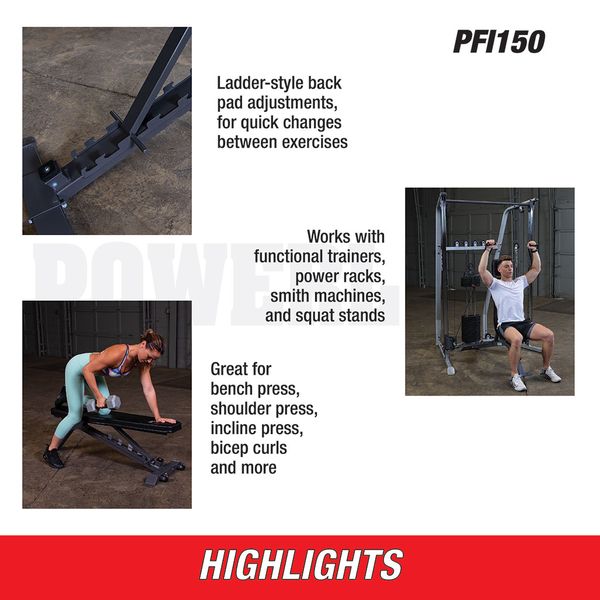 PFI 150 Powerline Flat/Incline Bench - Adjustable Weight Bench for Home Gym Workouts, Strength Training & Bodybuilding - Perfect for Dumbbell Press, Sit-ups & Full-Body Exercises