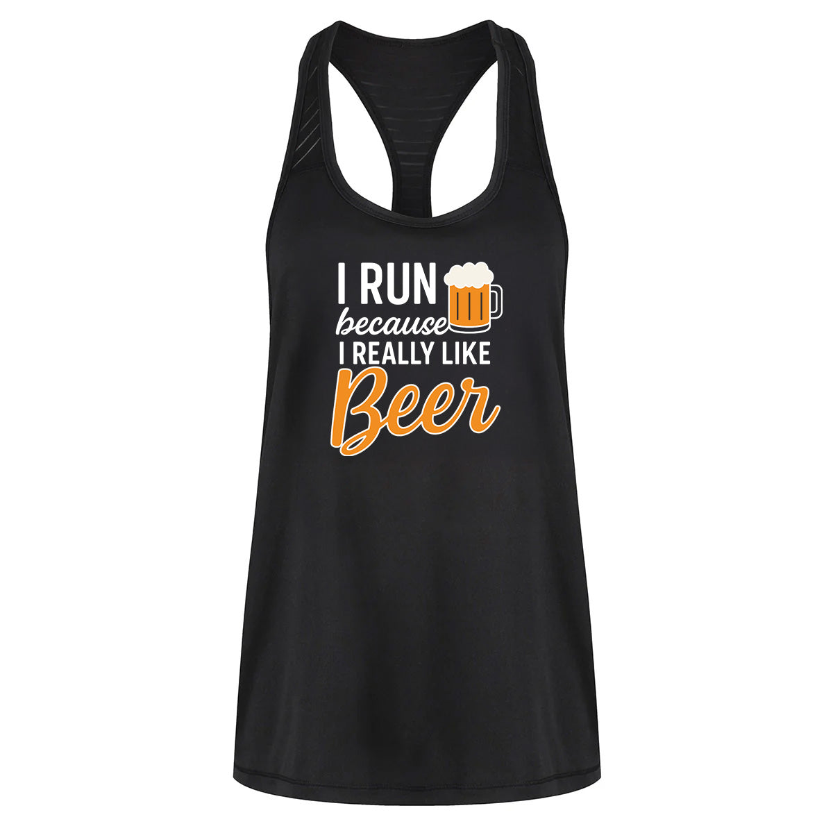 I Run Because I Love Beer Mesh Racerback Tank Top - Lightweight Running Shirt for Women & Men - Perfect for 5K Races, Marathons & Gym Workouts