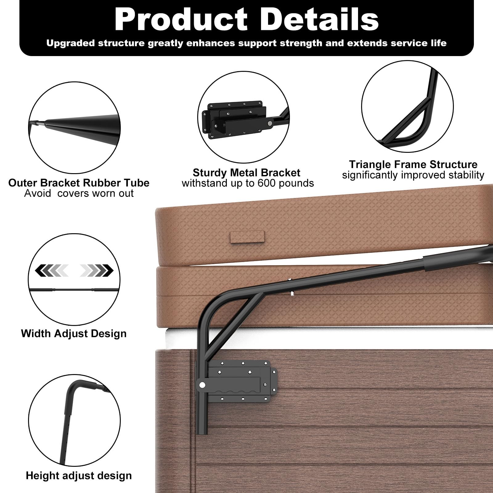 Heavy Duty Spa Cover Lift System - Universal Top Mount Hot Tub Cover Lifter for Easy Removal - Fits Most Spas & Hot Tubs (Perfect for Backyard Relaxation & Winter Protection)