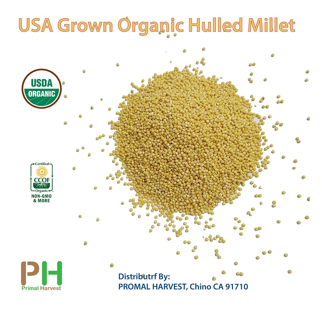 Organic Millet Seeds - USA Grown, Non-GMO, Hulled, Gluten-Free Whole Grain for Healthy Cooking & Baking - Perfect for Salads, Porridge, Bread & Gluten-Free Recipes