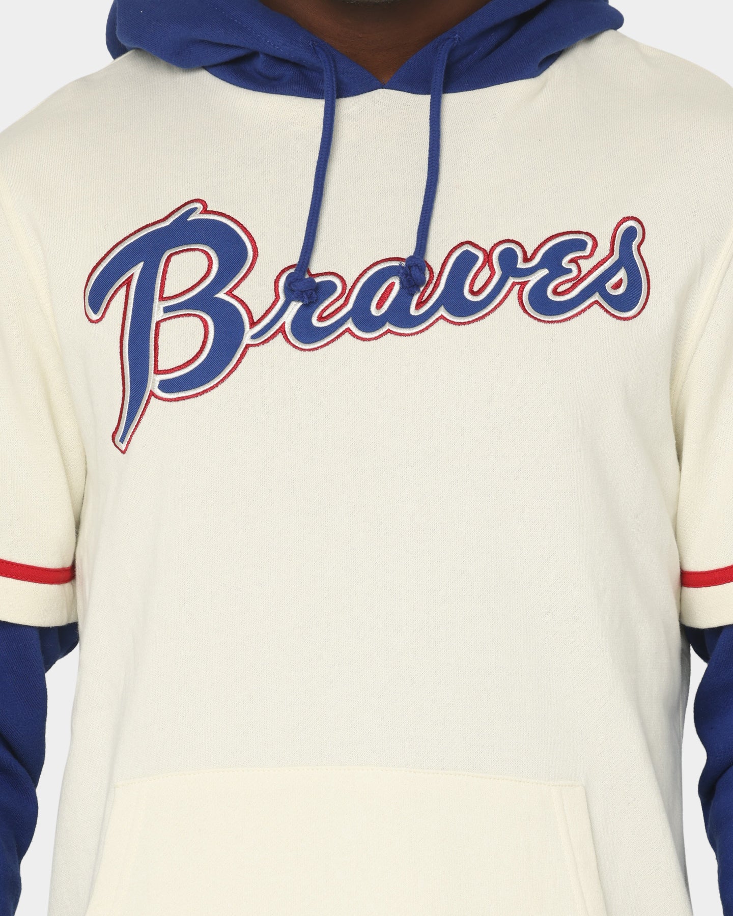 47 Brand Atlanta Braves Shortstop Hoodie Cream - Cozy MLB Fanwear for Men & Women - Perfect for Game Day, Casual Wear & Outdoor Activities