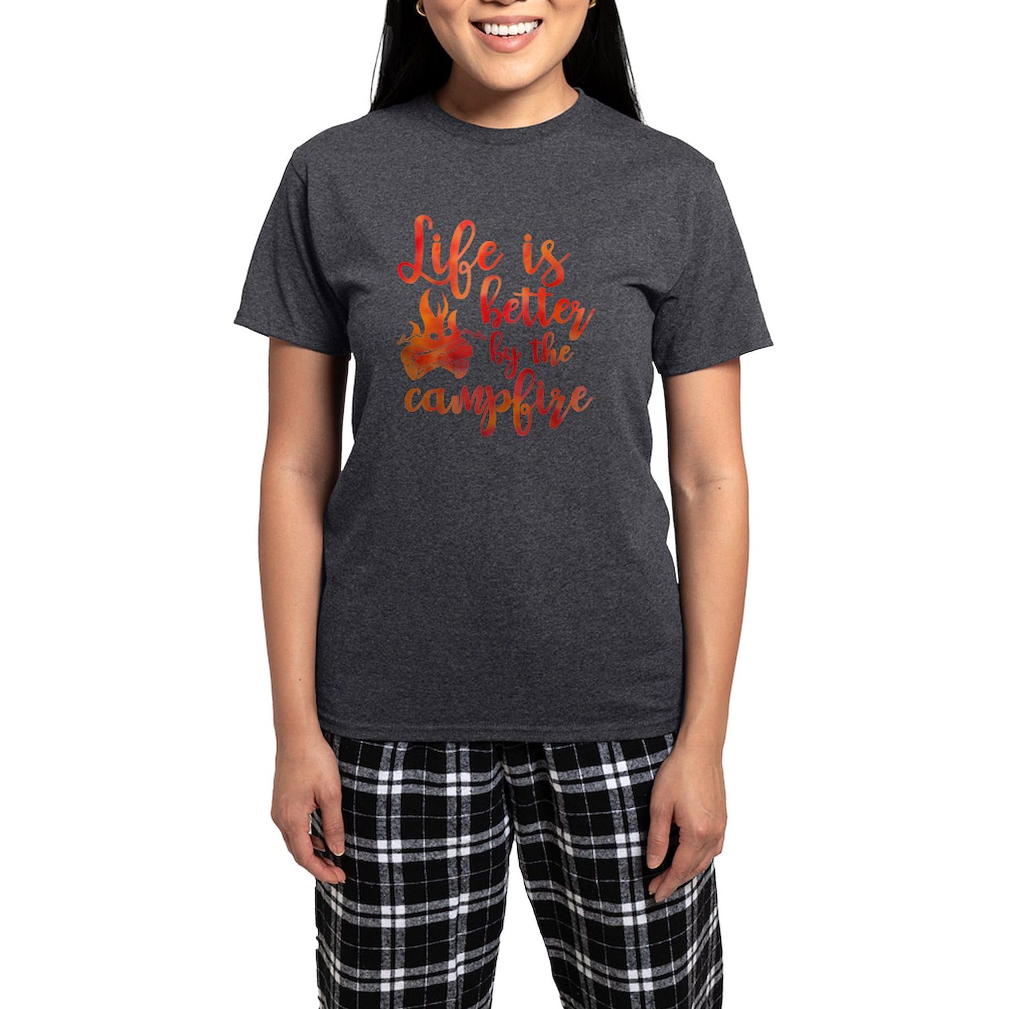 Life's Better by the Campfire Women's Charcoal Pajama Set - Cozy Lounge & Sleepwear for Women - Perfect for Camping, Sleepovers & Relaxing at Home