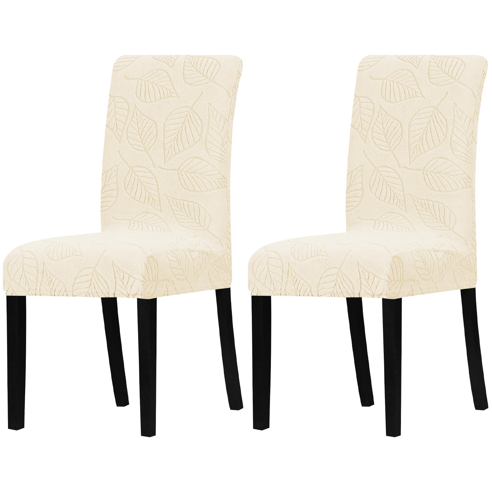 Lellen Dining Chair Slipcovers Set of 2 - Stretchable Washable Chair Covers for Kitchen & Dining Room, Parsons Chair Protector (Cream) | Perfect for Home Decor, Dinner Parties & Daily Use