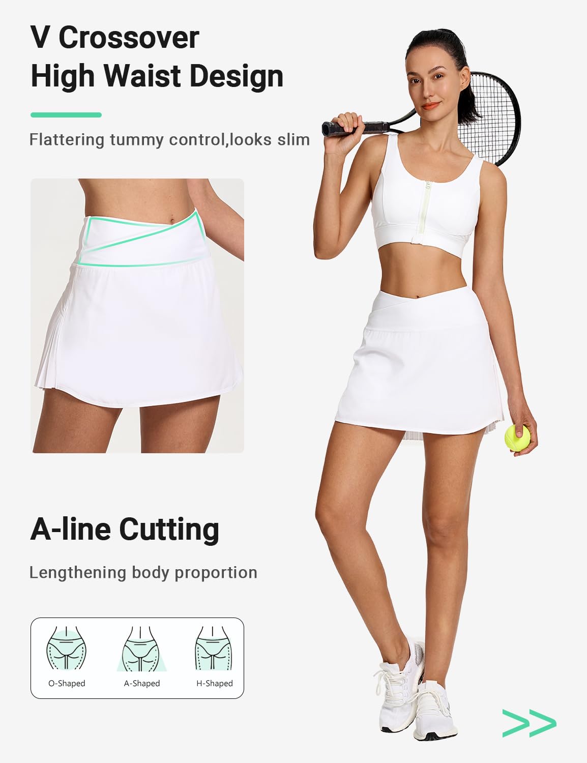 BVVU Women's Pleated Tennis Skirt with Built-in Shorts - High Waisted Athletic Skort for Golf, Running & Workouts - Lightweight & Breathable for Sports & Casual Wear