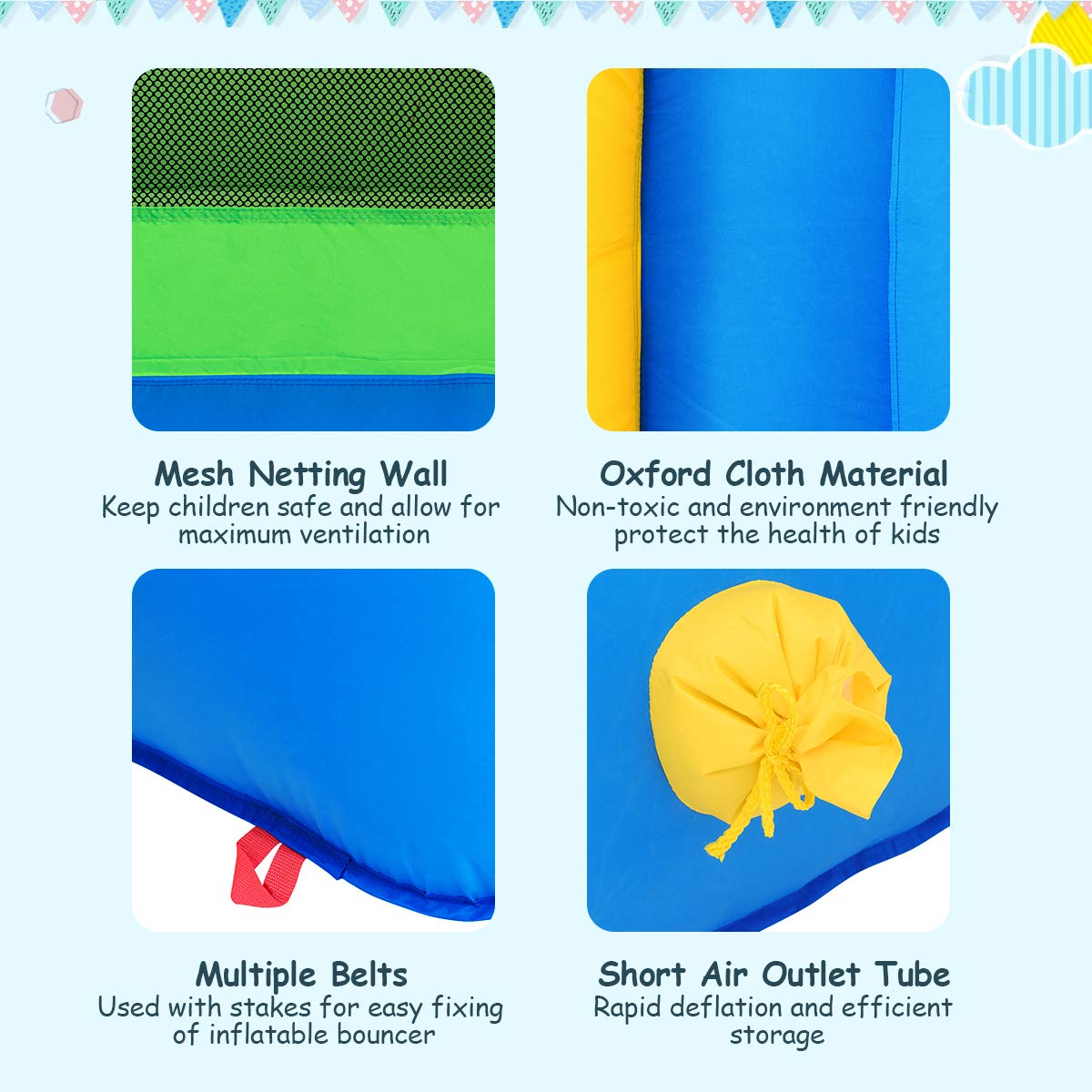 **Costzon 7-in-1 Inflatable Bounce House for Kids - Indoor & Outdoor Jump Castle with Football, Basketball Rim & 100 Ocean Balls - Includes Blower - Perfect for Birthday Parties, Backyard Play & Toddler Fun**
