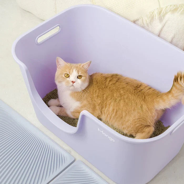 Premium Mango Wood Cat Litter Box Tray - Open Design for Small & Medium Cats | Comfortable & Easy Access | Perfect for Home, Apartment, or Travel Use