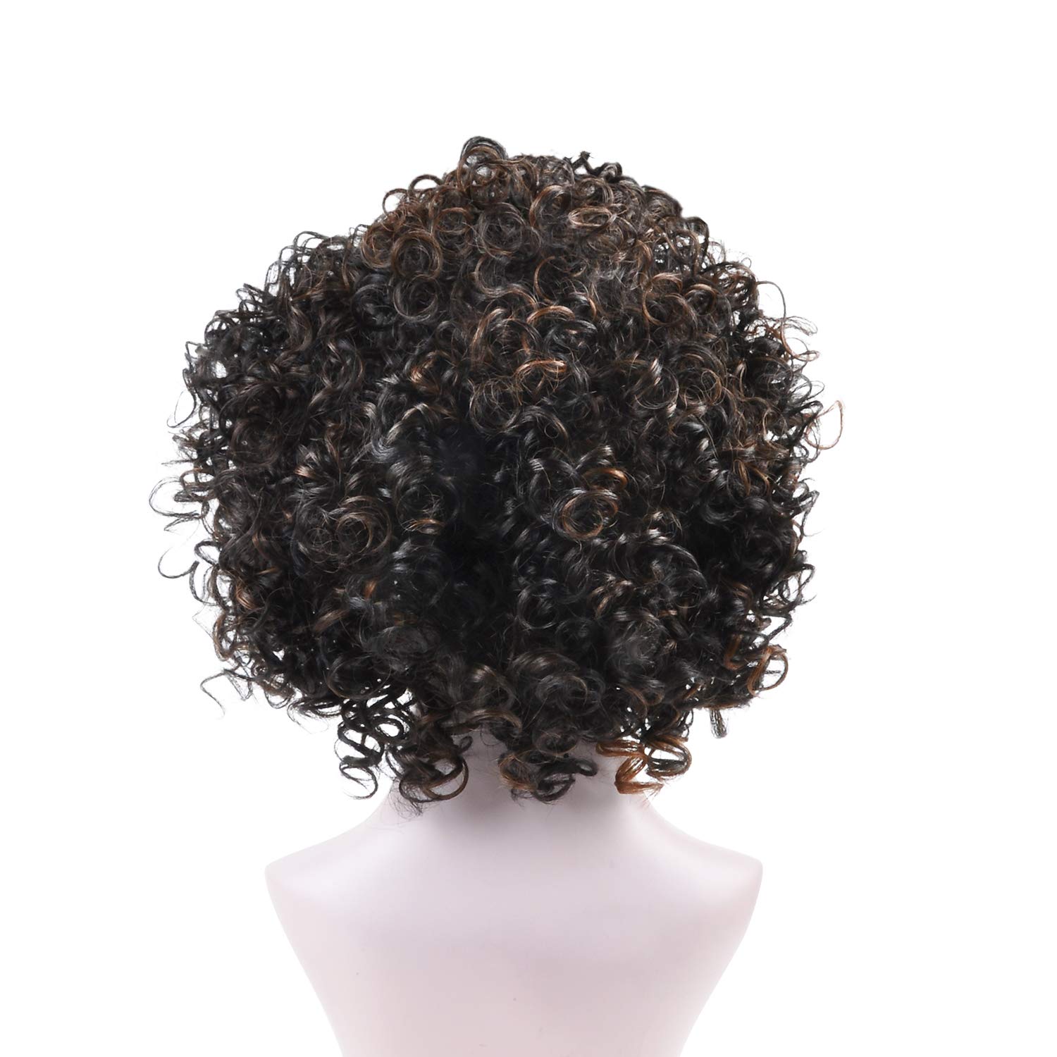Tirrinia Synthetic Kinky Curly Half Wig - Short Afro Wigs for Women | Heat Resistant Daily Wear Wig in Brown/Black | Perfect for Cosplay, Daily Styling & Protective Hairstyles