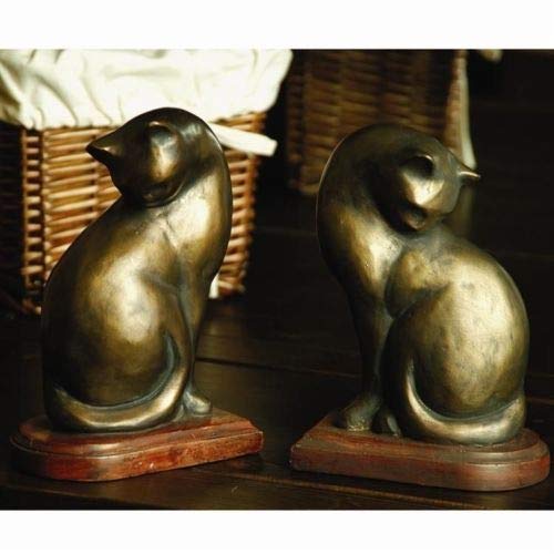Resin Cat Couple Figurine Bookends - Handcrafted Office Decor for Bookshelves & Desks, Perfect Gift for Cat Lovers & Home Decoration