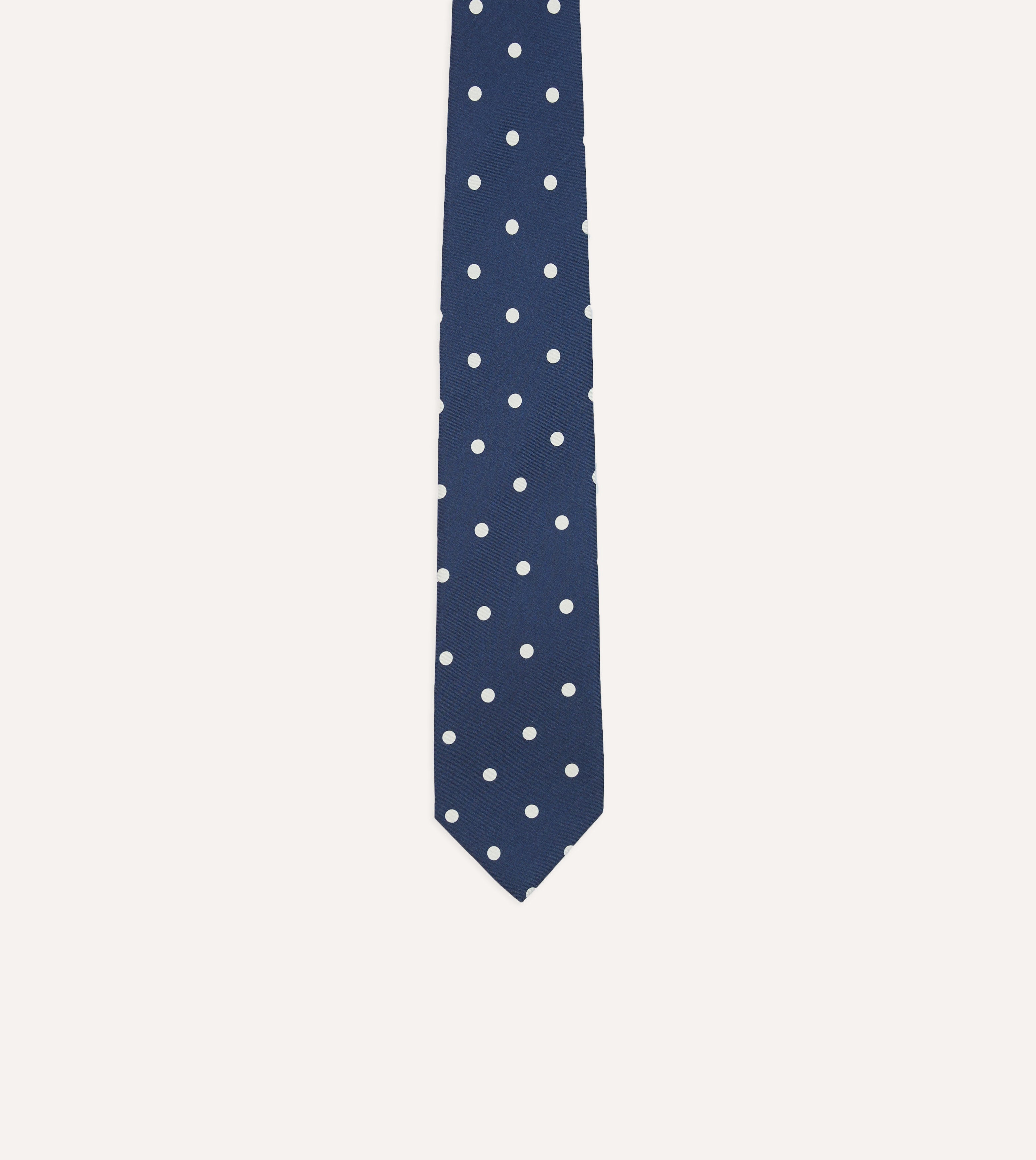 Navy Blue Polka Dot Silk Necktie - Classic Self-Tipped Men's Tie for Business, Weddings & Formal Occasions