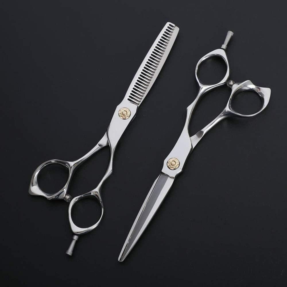 6 Inch Professional Hairdressing Scissors - Barber Shop Stainless Steel Flat & Texturizing Shears for Precision Hair Cutting (Silver) | Perfect for Salon Stylists, Home Haircuts & Pet Grooming
