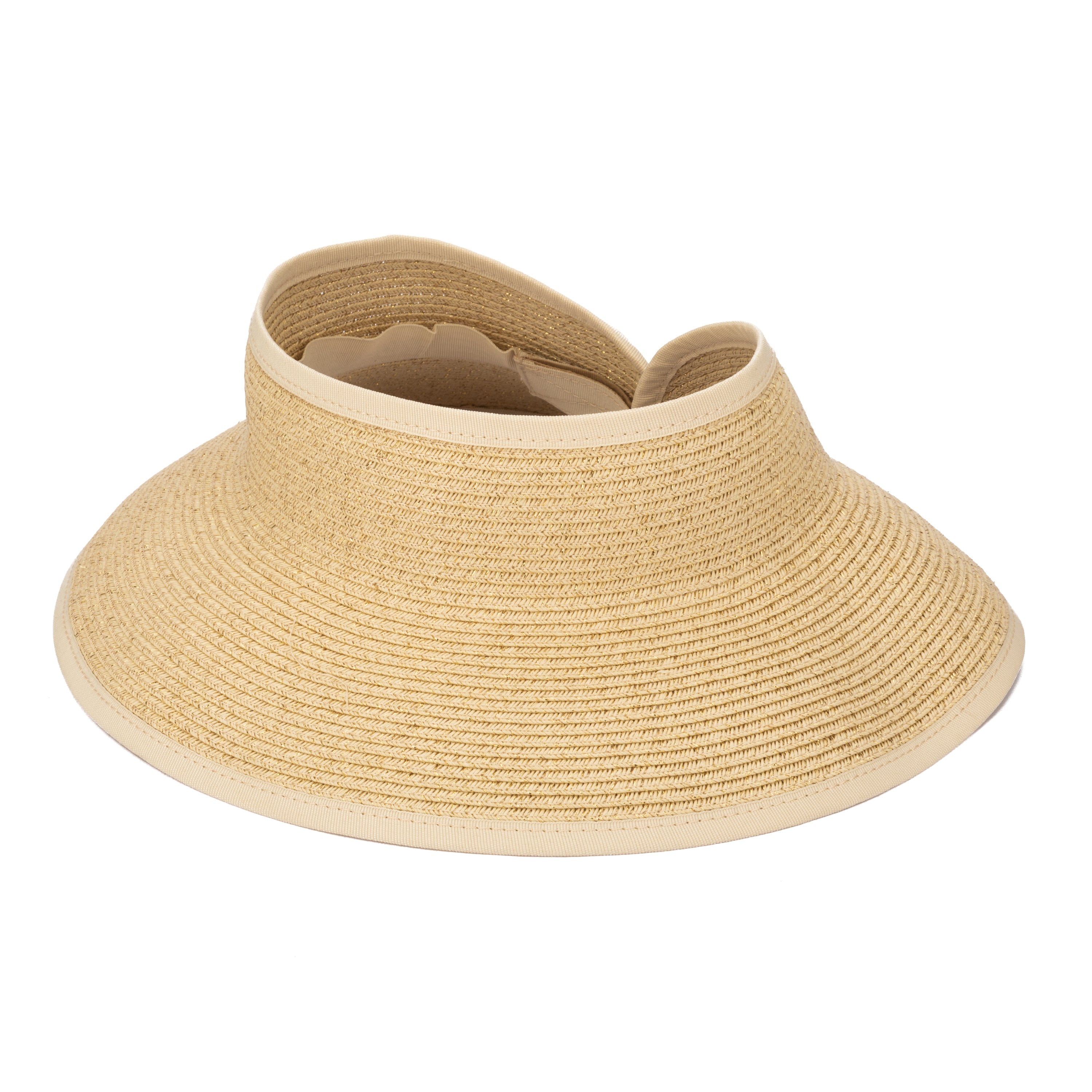 Shimmer Ultrabraid Mini Roll Up Visor with Gold Lurex - Stylish Hair Accessory for Women, Perfect for Beach, Pool, and Summer Outdoor Activities