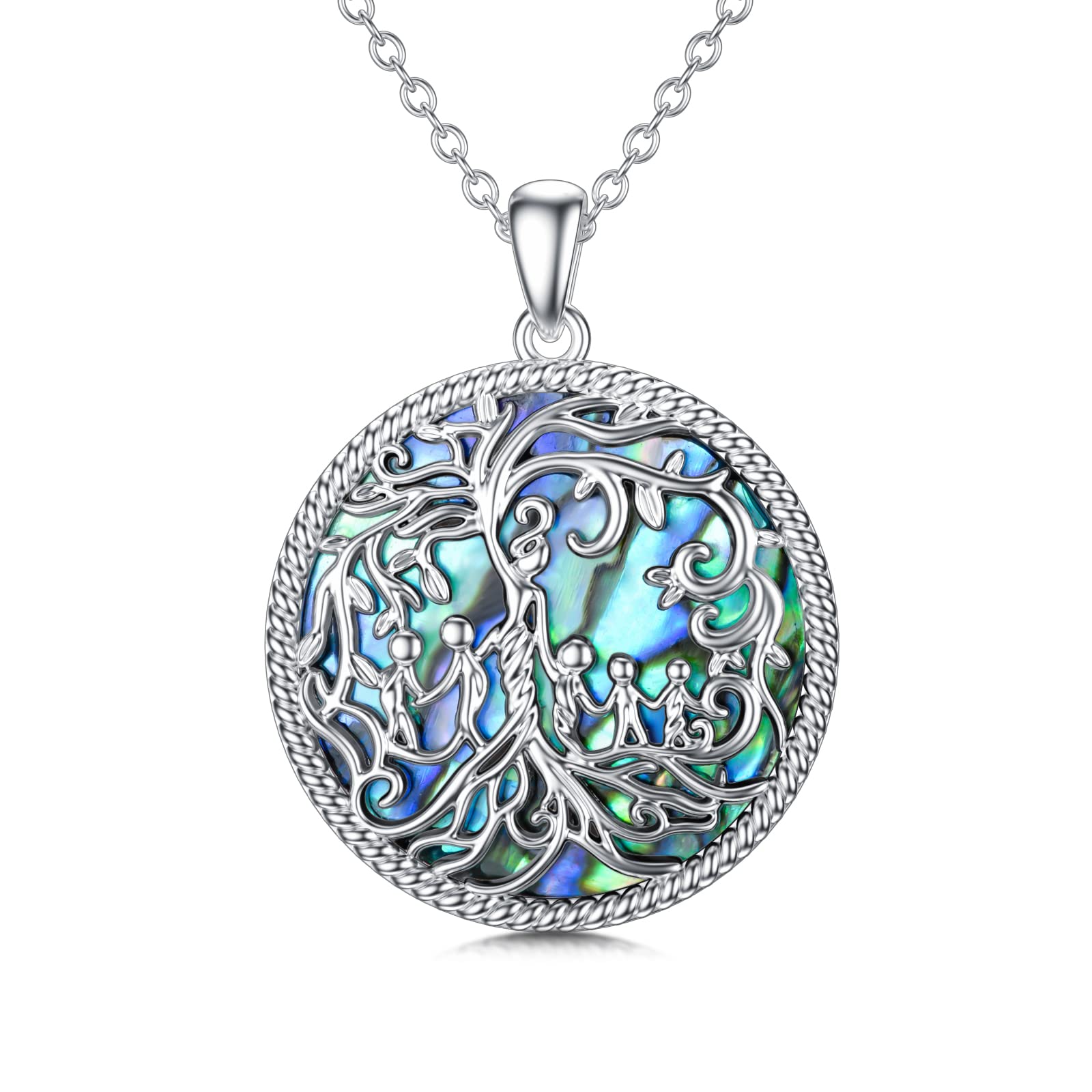TOUPOP 925 Sterling Silver Tree of Life Pendant Necklace - Mother & Children Birthstone Jewelry for Mom, Anniversary Gift for Women from Daughter/Son | Perfect for Birthday, Mother's Day & Special Occasions