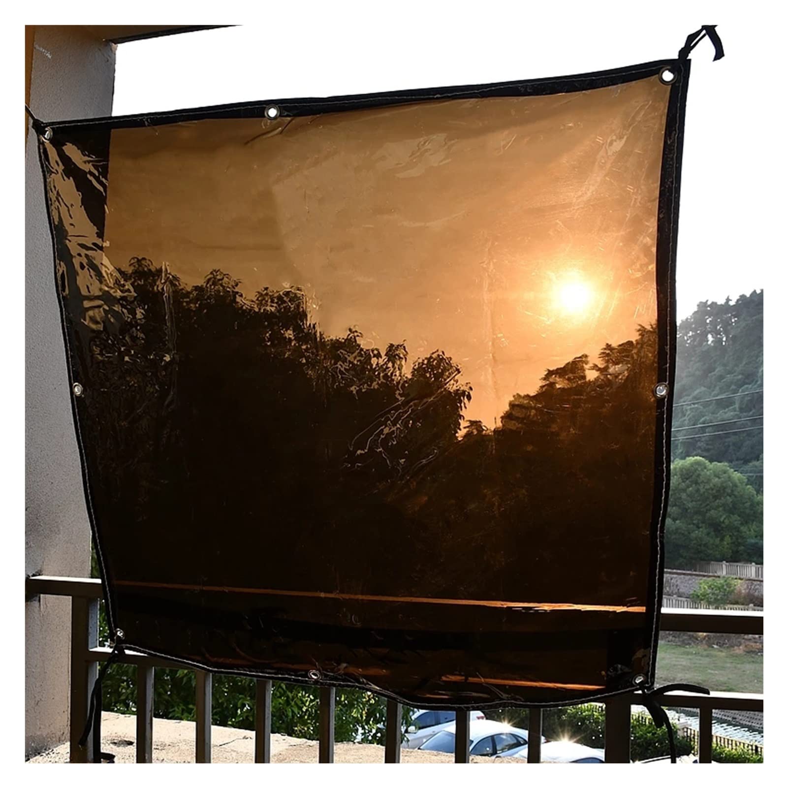 LXLIGHTS Black Waterproof Transparent PVC Tarpaulin - 0.35mm Heavy Duty Clear Awning Canopy for Patio Tent, Balcony & Garden - Windproof, Dustproof Rain Curtain for Outdoor Use in Camping, BBQ, and Sun Protection