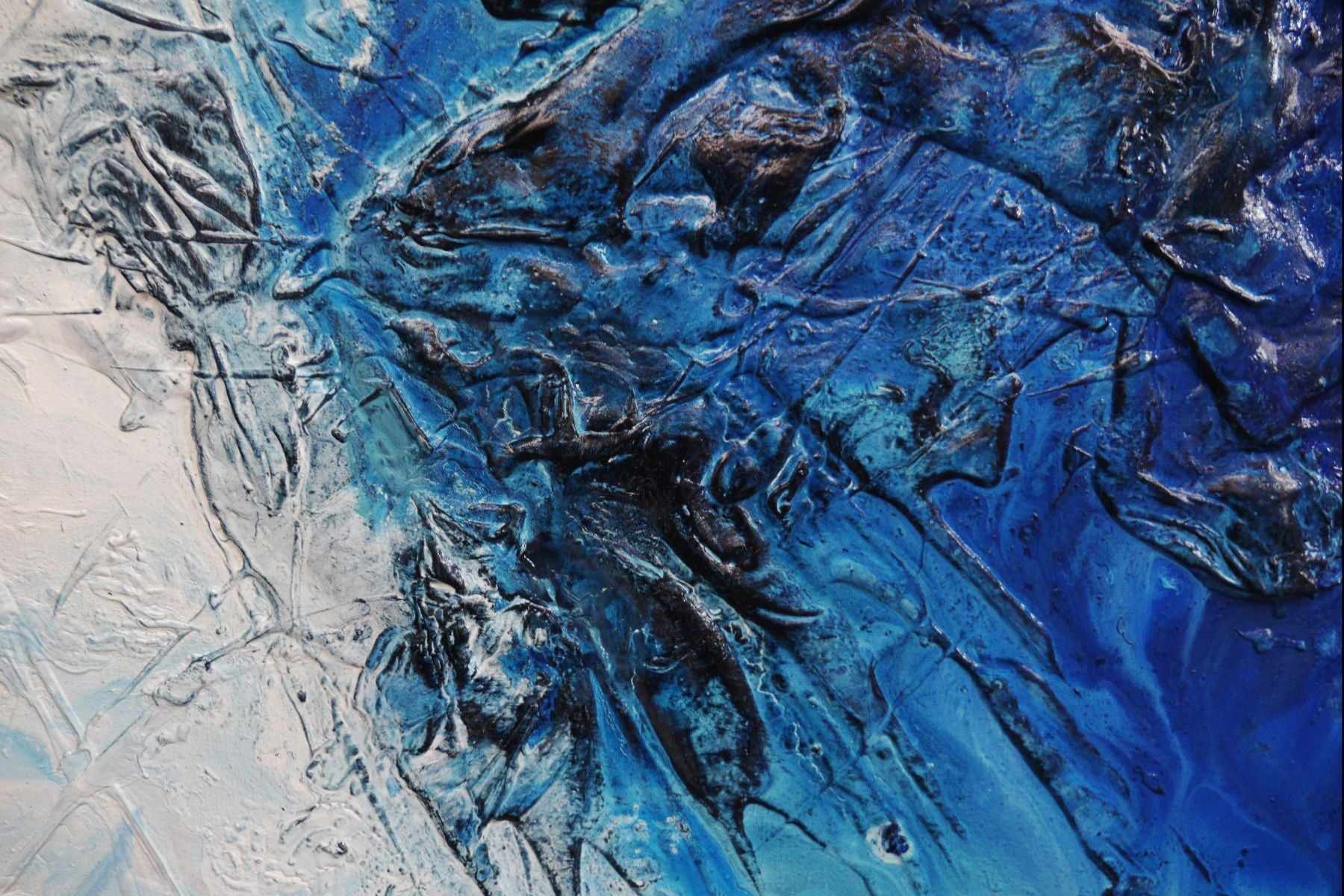 Blue Crush 160cm x 100cm White Blue Abstract Canvas Wall Art - Modern Home Decor for Living Room, Bedroom & Office