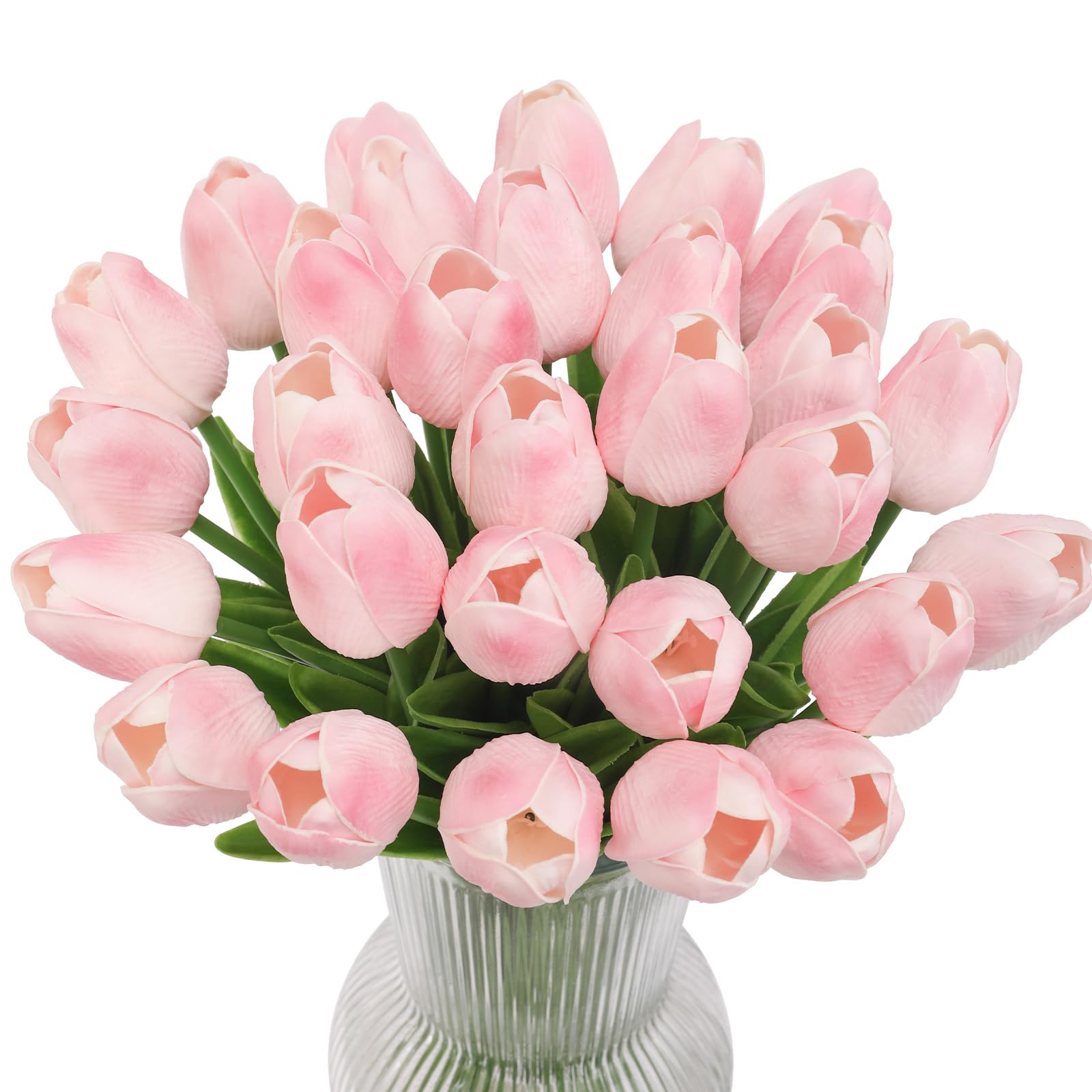 30 Pcs Real Touch Artificial Tulip Flowers - Fake Latex Tulips for Spring Home Decor, Wedding & Party Decorations (Pink) | Perfect for Centerpieces, Table Arrangements & DIY Floral Projects
