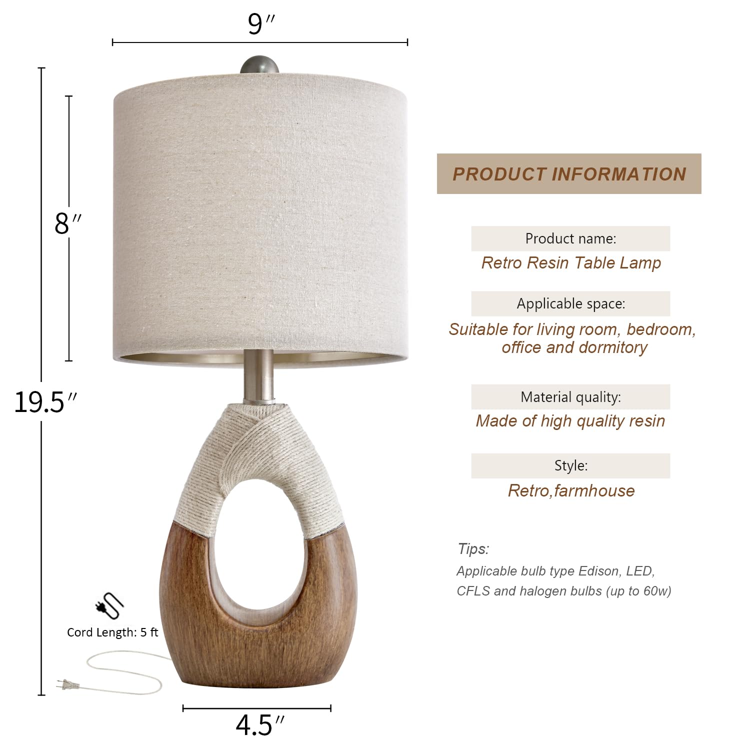OYEARS Boho Table Lamps Set of 2 - 19