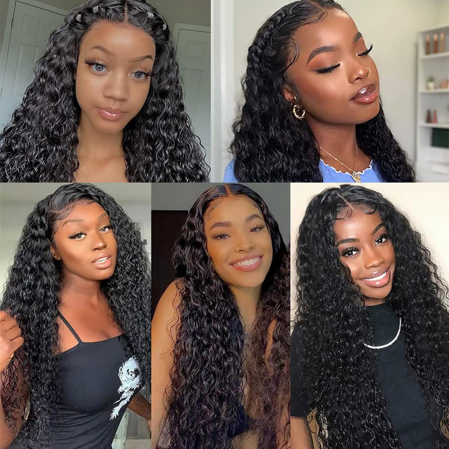 180 Density 13x6 HD Transparent Lace Front Wigs Human Hair - Water Wave Lace Front Wigs for Women - Curly Wet & Wavy Human Hair Wig with Pre-Plucked Baby Hair - Natural Color 20 Inch - Perfect for Daily Wear, Parties, Cosplay and Special Occasions