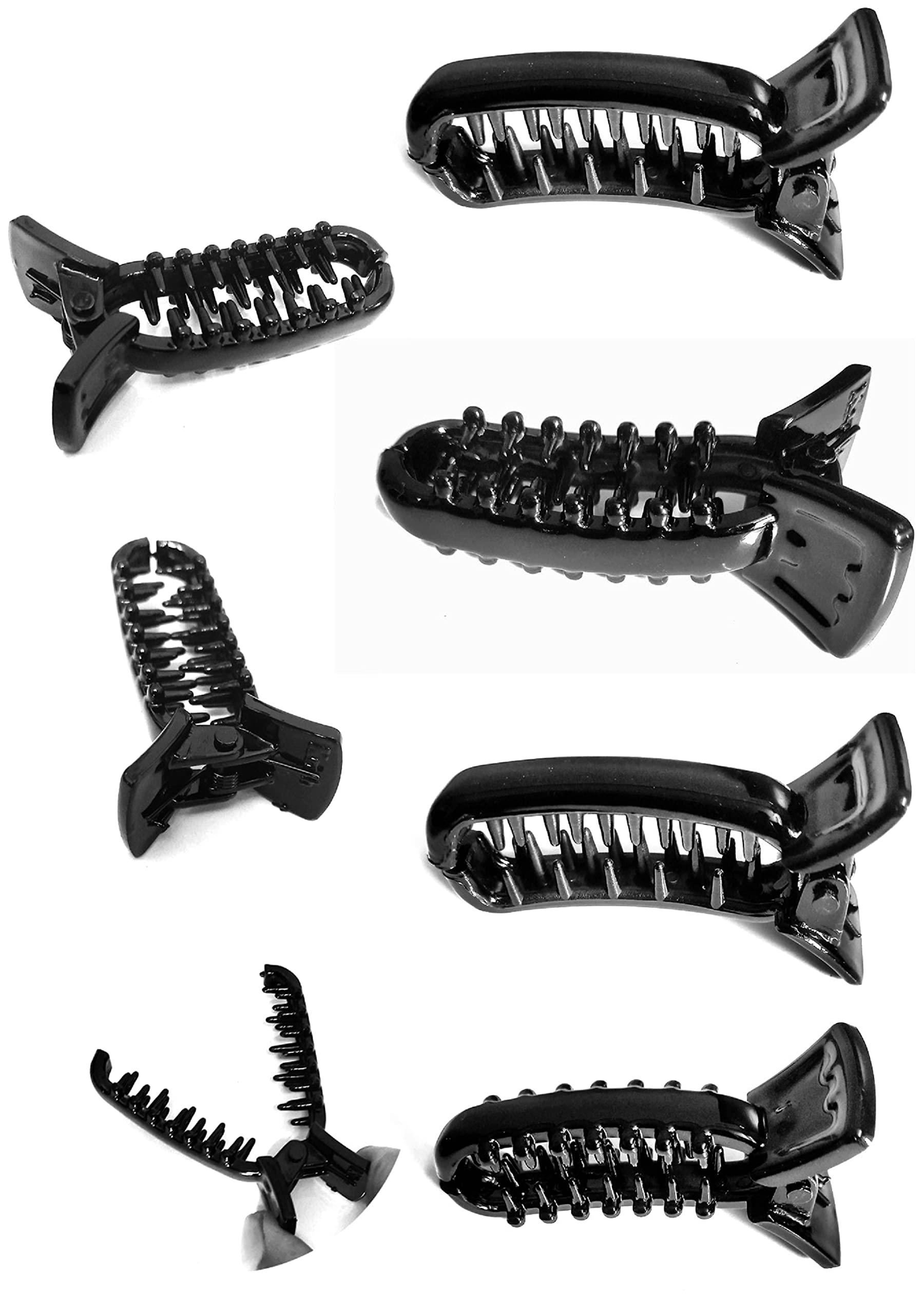 Professional Hair Styling Clips 6pcs - Large Crocodile Hair Clips & Duckbill Sectioning Clips for Thick Hair, Hairdresser Hair Grips, Black Hair Accessories - Perfect for Salon Styling, DIY Haircuts & Home Hair Care
