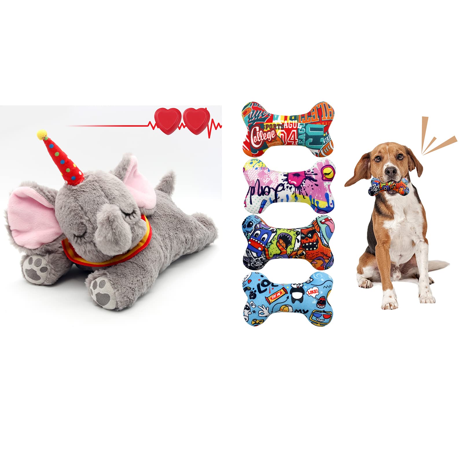 Lepawit Plush Dog Toy with Heartbeat & Squeaker - Soft Stuffed Puppy Chew Toy for Small & Medium Dogs - Durable Interactive Pet Toy for Anxiety Relief, Training & Cuddling | Perfect for Puppies, Separation Anxiety & Playtime