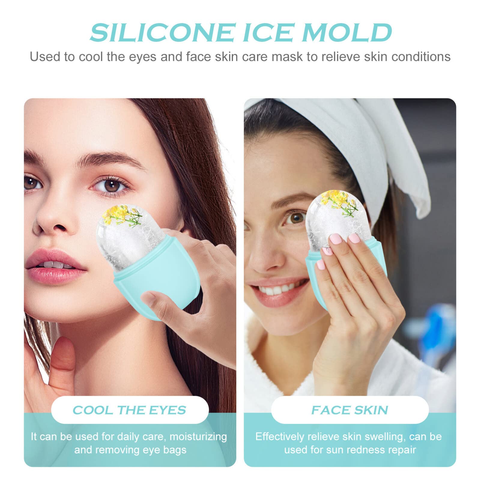 EXCLUZO Ice Roller for Face & Eyes - Cooling Facial Massager for Puffiness, Wrinkles & Skin Tightening - Silicone Beauty Tool for Skincare Routine (Blue) - Perfect for Morning Routine & Post-Workout Recovery