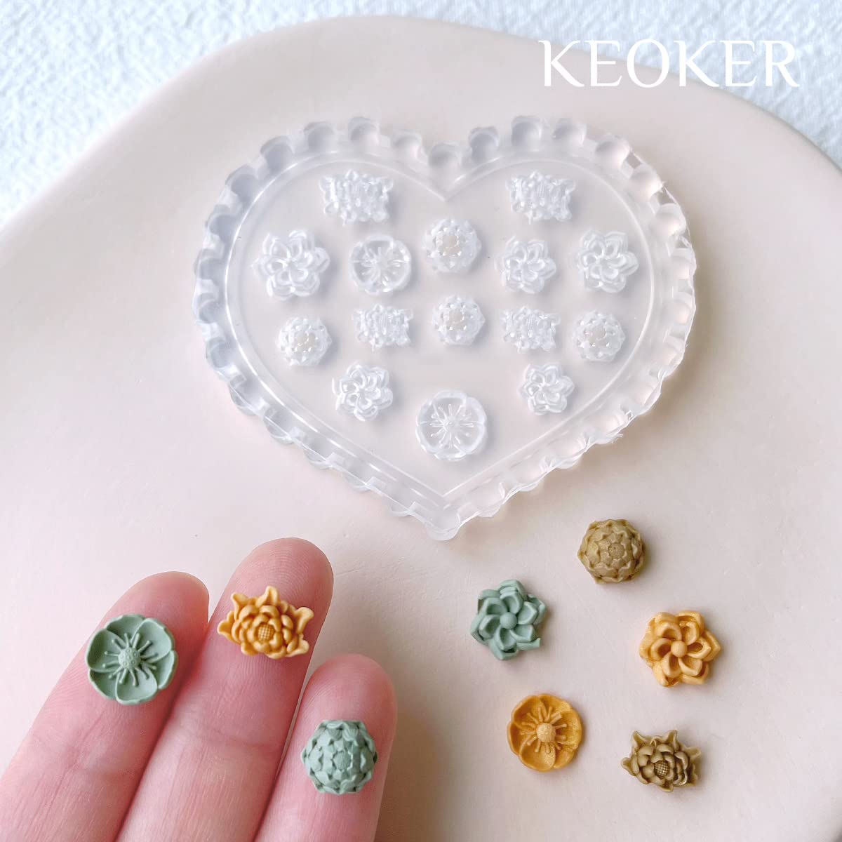 KEOKER 4PCS Floral Polymer Clay Molds for Jewelry Making - DIY Miniature Clay Cutters for Earrings, Pendants & Crafts | Perfect for Polymer Clay Art, Resin Jewelry & Home Decor Projects