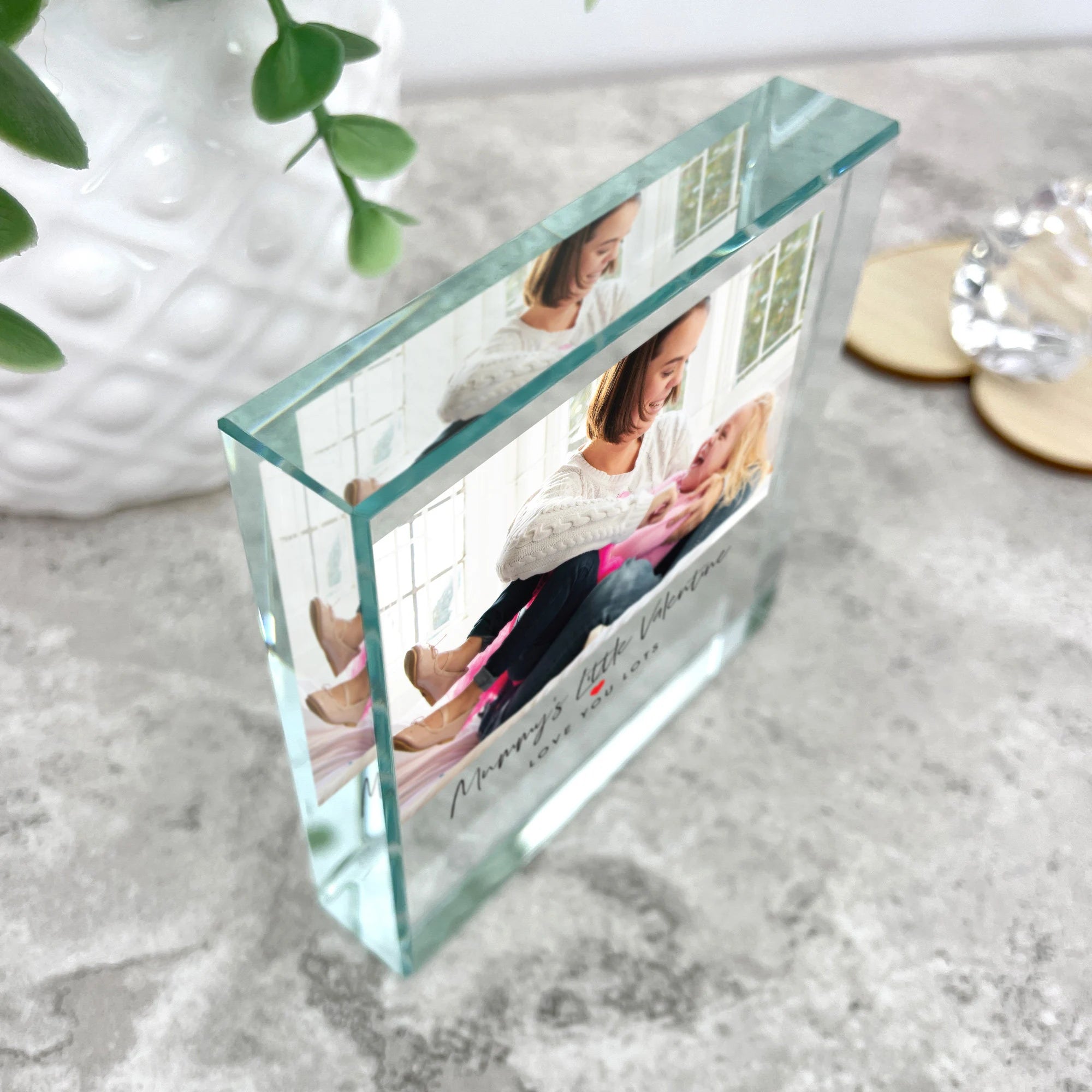 Personalized Little Valentine's Photo Red Heart Crystal Keepsake - Perfect for Anniversary Gifts, Wedding Favors & Romantic Souvenirs