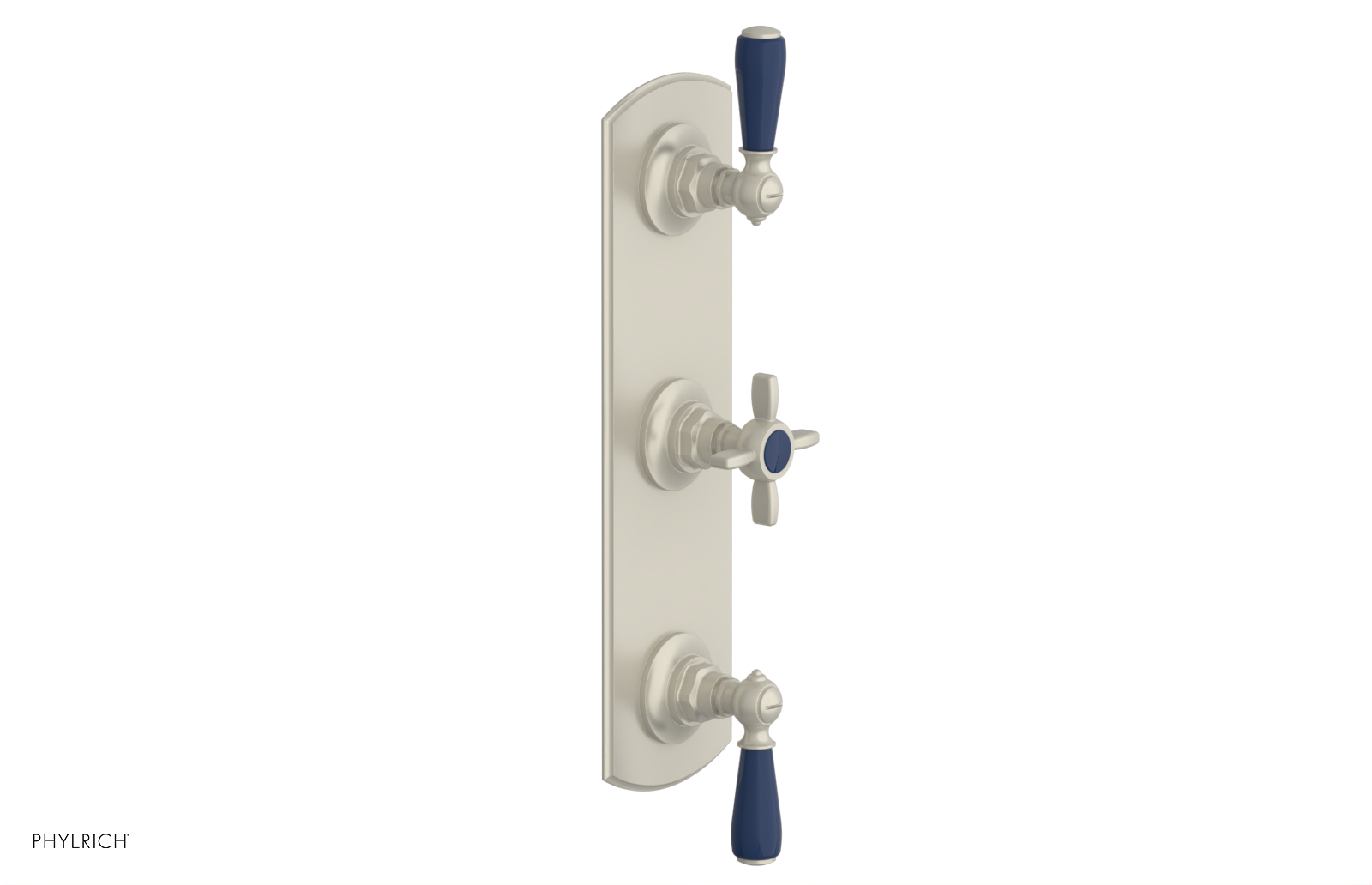 Jamestown Thermostatic Shower Valve with Dual Volume Control - Navy Blue Accents (Model 4-740) for Modern Bathroom & Spa Experience