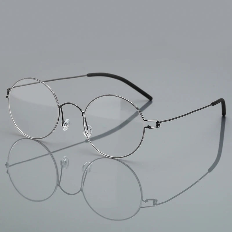 Stylish Black Titanium Full Rim Round Screwless Eyeglasses for Women - Perfect for Reading, Work & Everyday Fashion