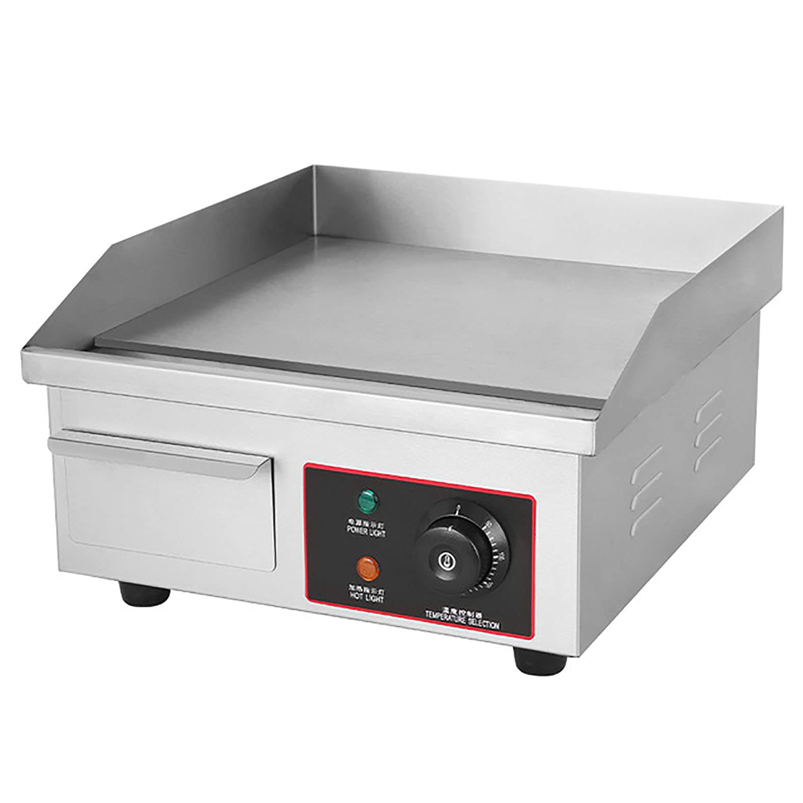 Commercial Electric Griddle - Stainless Steel & Cast Iron, 1800W Heavy Duty Griddle Grill for Pancakes, Burgers, Sandwiches - Perfect for Restaurants, Diners & Home Breakfast Cooking (EG-818)