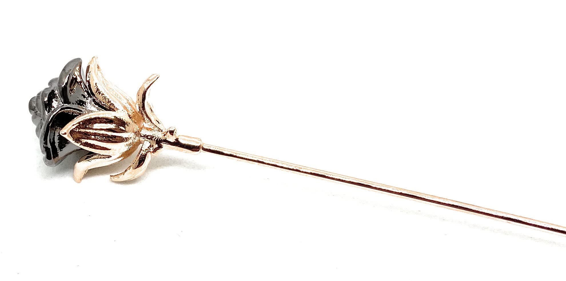 D&L Menswear Rose Gold Plated Black Rose Lapel Pin for Suits - Elegant Boutonniere for Weddings, Prom, Business & Formal Events