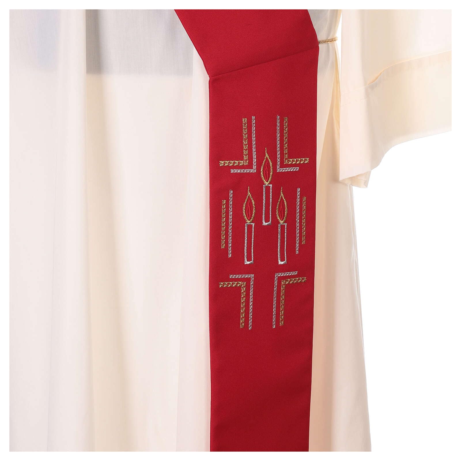 Purple Polyester Diaconal Stole with Candles Embroidery - Perfect for Church Services, Ordinations & Religious Ceremonies