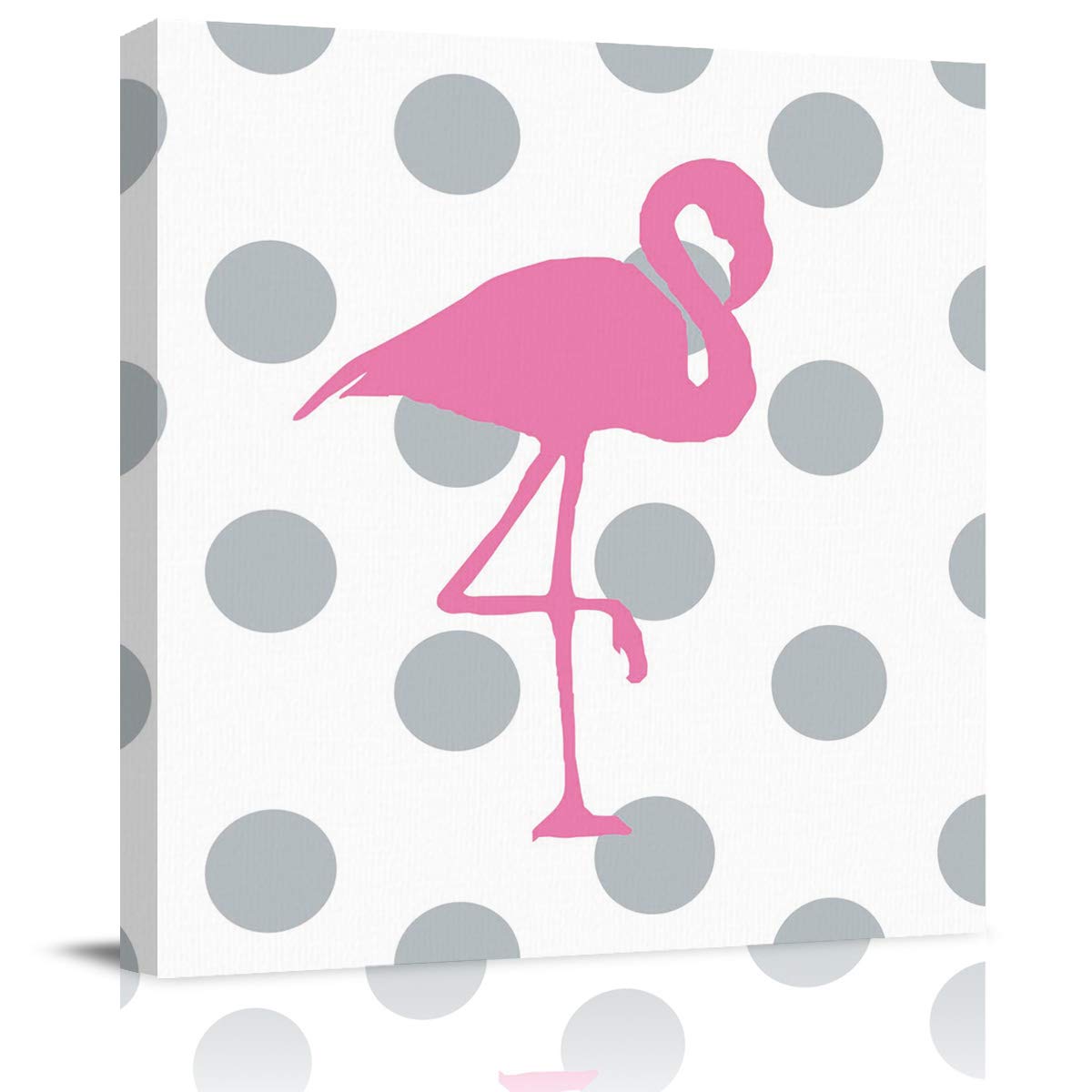 EZON-CH Modern Pink Flamingo Canvas Wall Art - Simple Dot Animal Print Painting for Living Room, Bedroom & Kitchen Decor - 24x24 Inch Home Wall Decoration - Perfect for Boho Chic, Coastal or Tropical Interior Design Styles