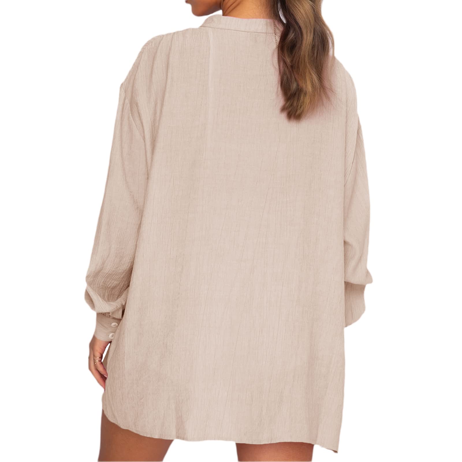 NUFIWI Women's Casual Two Piece Outfits Set - Oversized Long Sleeve Shirt & High Waist Shorts - Summer Tracksuit Loungewear for Home, Travel & Streetwear Fashion