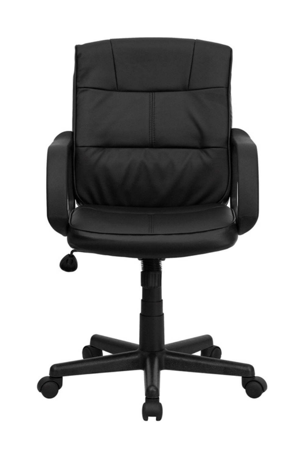 FLASH Rider Mid Back Black LeatherSoft Swivel Task Office Chair with Arms - Ergonomic Desk Chair for Home Office, Gaming & Workspace Comfort