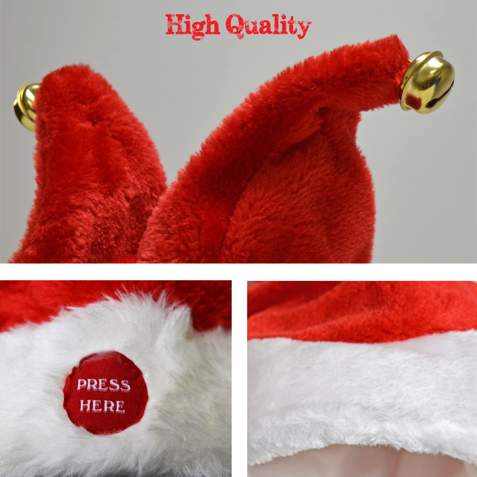 YardGrow Musical Santa Hat for Adults & Kids - Singing Dancing Christmas Toy with Swing Motion, Red & White Holiday Party Hat for Christmas, New Year Celebrations, Office Parties & Family Gatherings