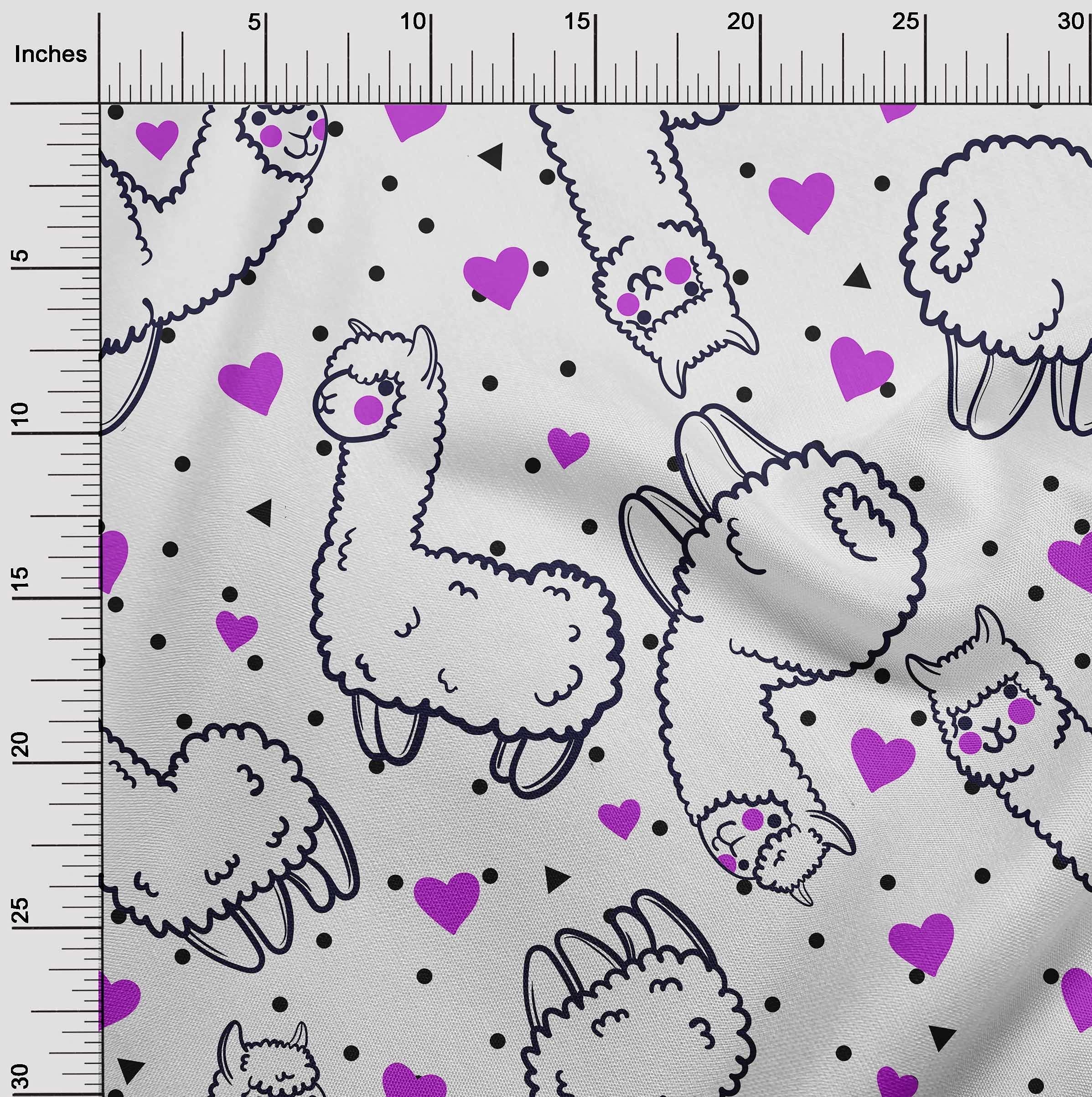 oneOone Georgette Viscose White Fabric - 42 Inch Wide Sheep Print Dress Material by The Yard | Perfect for Nursery Decor, DIY Dresses & Home Sewing Projects