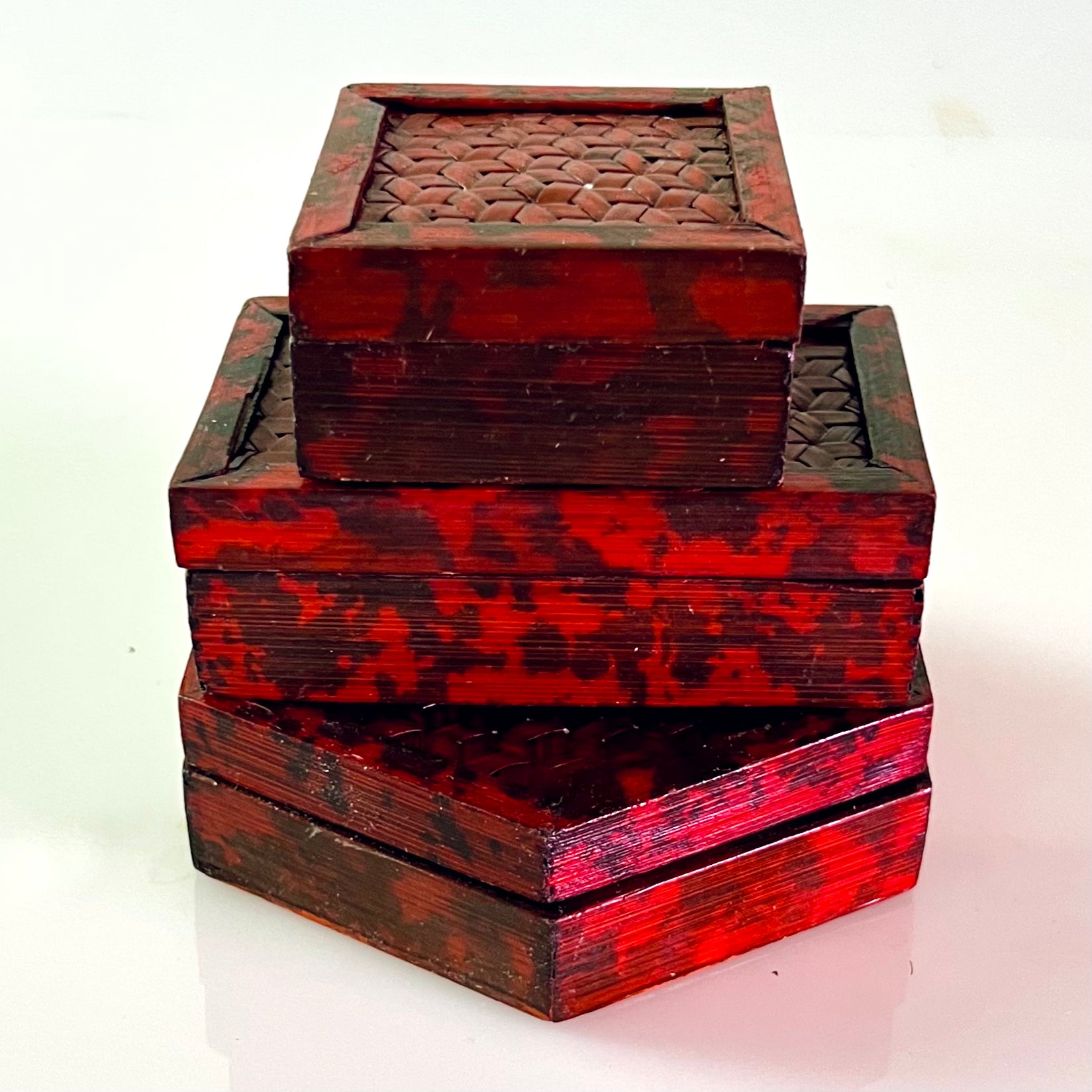 Set of 4 Handmade Bamboo Jewelry Boxes - Eco-Friendly Storage for Rings, Earrings & Small Treasures - Perfect for Bedroom, Bathroom & Travel Organizer