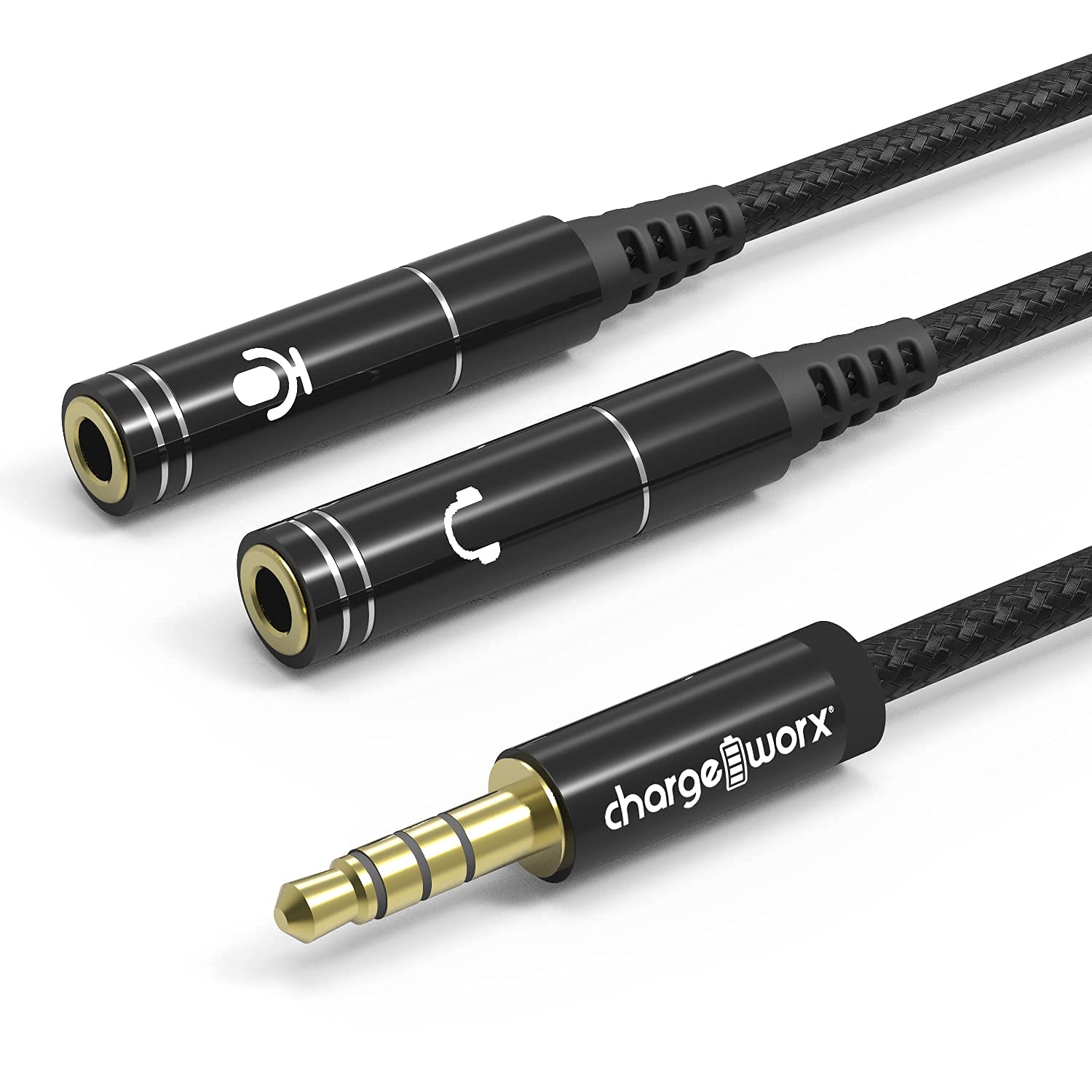 3.5mm Audio Y Splitter Adapter - Dual Mic & Headphone Jack Extension Cable for Gaming PC, PS5, PS4, Xbox Series X/S, Laptop, Tablet & Mobile Devices - Perfect for Streaming, Online Gaming & Conference Calls