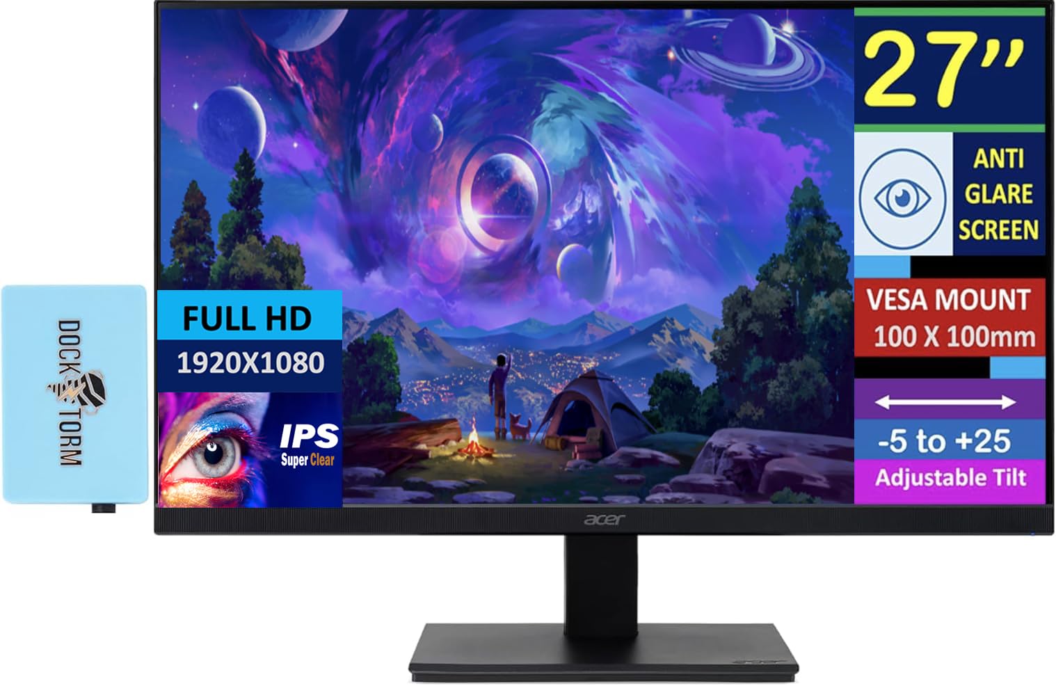 Acer 27 Inch FHD IPS Gaming Monitor with AMD FreeSync - Perfect for Home Office, Gaming & Entertainment