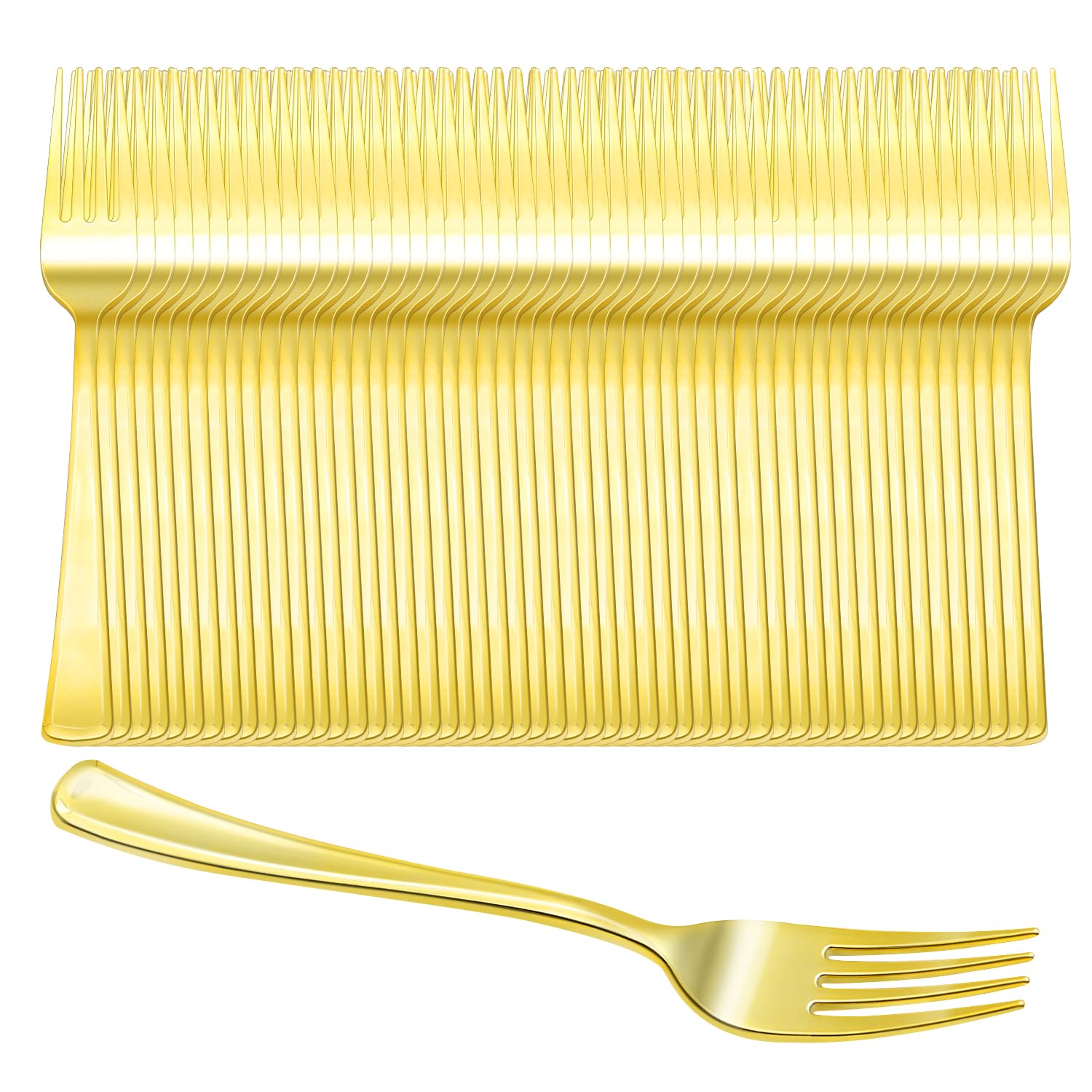 150 Pack Gold Plastic Forks - Heavy Duty Disposable Cutlery, BPA-Free Elegant Gold Forks for Weddings, Parties, Catering & Formal Events - Perfect for Home, Restaurant & Outdoor Dining Use