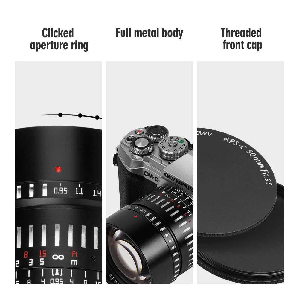 TTartisan 50mm f/0.95 APS-C Large Aperture Manual Lens for Sony E Mount Cameras (A7, A7II, A7R, A7S, A6000, ZV-E10, NEX) - Perfect for Low Light Photography, Portraits & Bokeh Effects