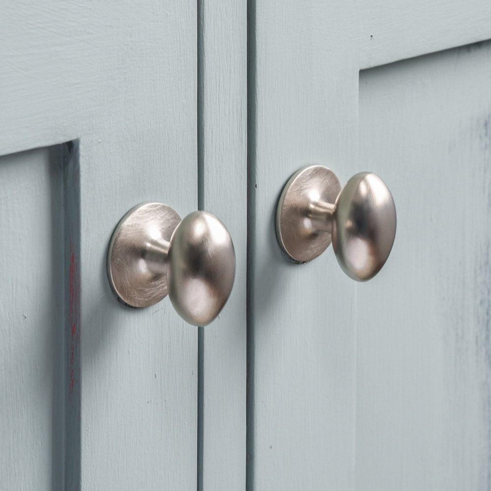Satin Nickel Oval Cabinet Knobs - Elegant Hardware for Kitchen & Bathroom Cabinets - Perfect for Home Renovation & Furniture Upgrade