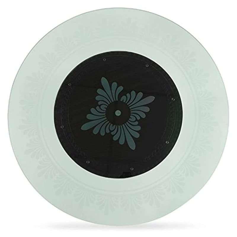 Appeasy 21-Inch Revolving Toughened Glass Lazy Susan Turntable - Durable Dining Table Organizer with Floral Design | Perfect for Spice Racks, Kitchen Countertops & Buffet Serving