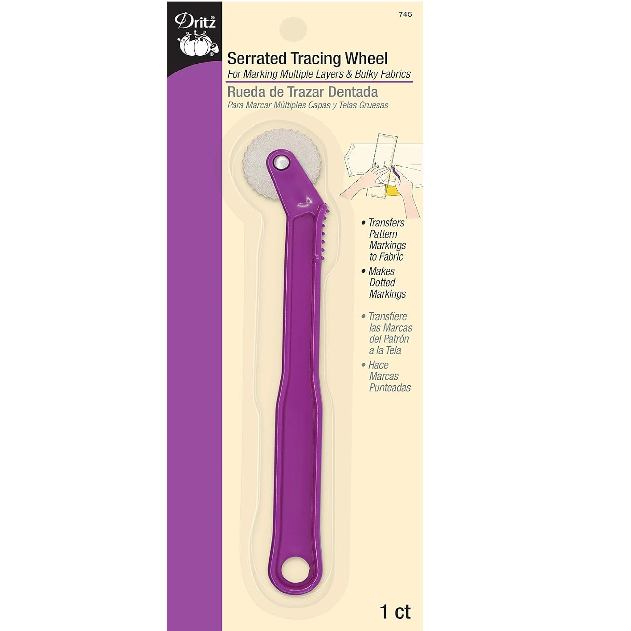 DRITZ Serrated Tracing Wheel for Sewing & Pattern Making - Perfect for Fabric Marking, Quilting, and DIY Crafts