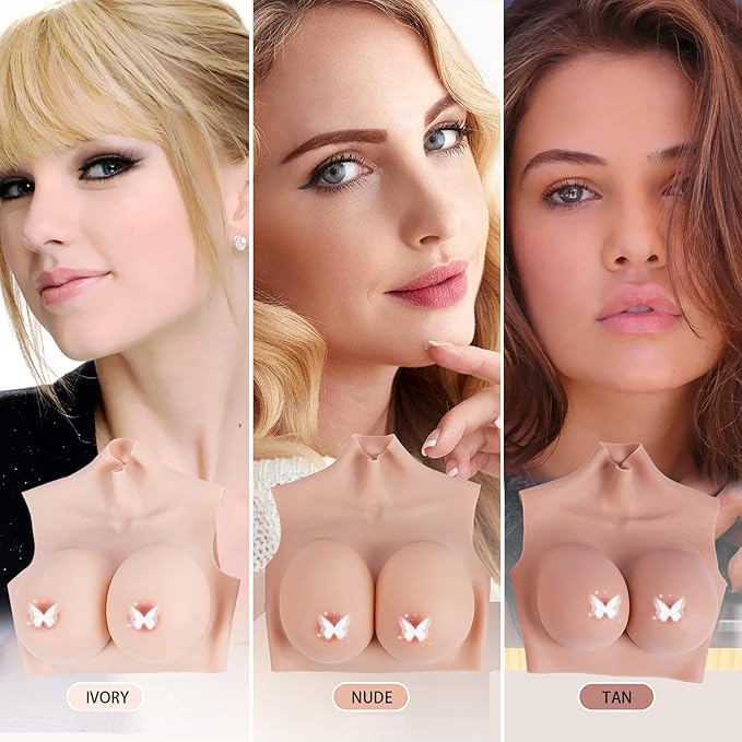 Premium Silicone Fake Boobs B-S Cup - Realistic Breast Plates for Cosplay, Drag Queens & Crossdressers - Perfect for Costumes, Theater & Gender Transformation