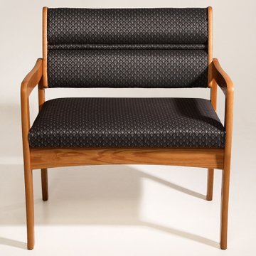 DMD Heavy Duty Bariatric Guest Chair for Office & Waiting Room - Medium Oak Wood Finish with Watercolor Blue Upholstery - Perfect for Healthcare Facilities, Reception Areas, and Commercial Spaces
