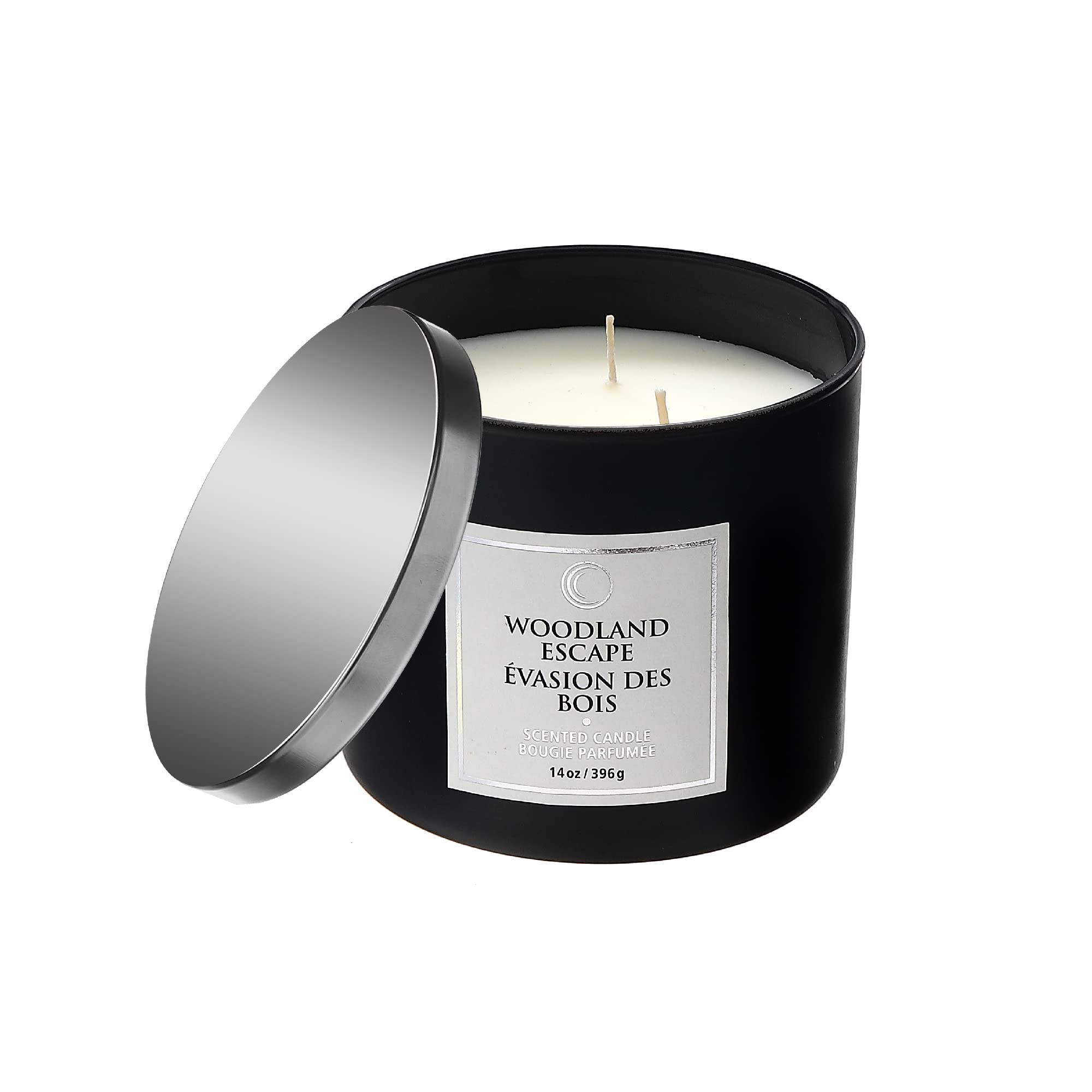 ih casa décor 14 Oz 3 Wick Woodland Escape Scented Candles Set of 2 with Luxe Lid - Home Decor, Aromatherapy, Gift for Holidays & Relaxation